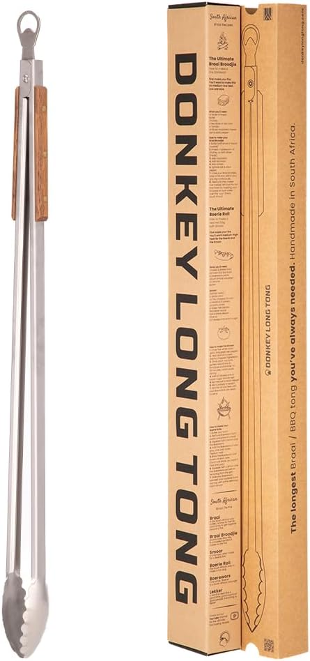 32" Fire Pit Tongs - Extra Long Log Grabber for Firewood, Pizza Oven, Campfire & BBQ | Handmade Stainless Steel Fire Tongs with Oak Handles | Fathers Day Gift for Grill Dads