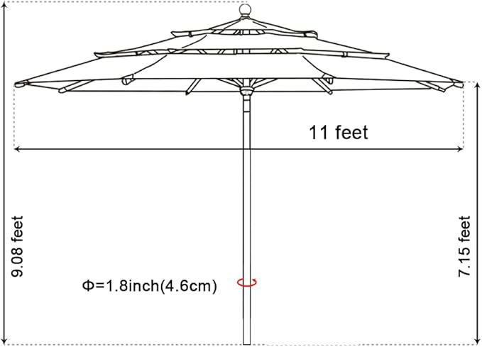EliteShade USA 10-Year-Non-Fading 11ft 3-Tier Market Patio Umbrella, Commercial Grade Outdoor Table Umbrella with Cylinder Push-Up, Windproof & UPF 50+ UV Protection, Heavy Duty Ventilation for Garden, Deck, Pool, Backyard, Beach & Bistro, Sunflower Ye...