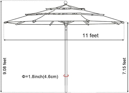 EliteShade USA 10-Year-Non-Fading 11ft 3-Tier Market Patio Umbrella, Commercial Grade Outdoor Table Umbrella with Cylinder Push-Up, Windproof & UPF 50+ UV Protection, Heavy Duty Ventilation for Garden, Deck, Pool, Backyard, Beach & Bistro, Sunflower Ye...