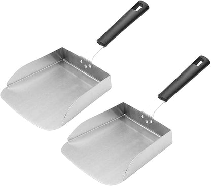 Large Griddle Scoop (2pcs) for Hibachi Type Cooking Stainless Steel Food Shovel for Scrambled Eggs and Fried Rice Grilling Food Mover for Flat Top Grill Accessories Smash Burger Spatula
