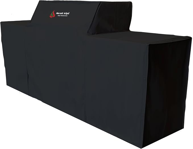 Mont Alpi Heavy Duty Black Water Resistant All Weather Cover for 94" W x 23" D Deluxe Original and Black Outdoor Kitchen Island Grill Models - MAi805 / MAi805-D MAi805-BSS / MAi805-DFC / MAi805-BSSFC