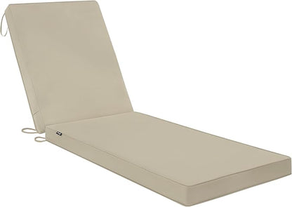 Favoyard Chaise Lounge Cushions Outdoor 72 x 21 x3 Inch Waterproof & 3-Year Fade Resistant Outdoor Lounge Chair Cushions with Removable Cover, Ties and Hidden Zipper for Patio Pool Lounge Chairs