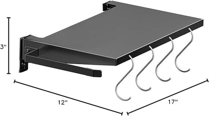 Foldable Griddle Side Shelf for Blackstone 28" Griddle, Grill Accessories with Paper Towel Holder, 4 Hooks, Grill Caddy Shelf for Blackstone Grilling Accessories