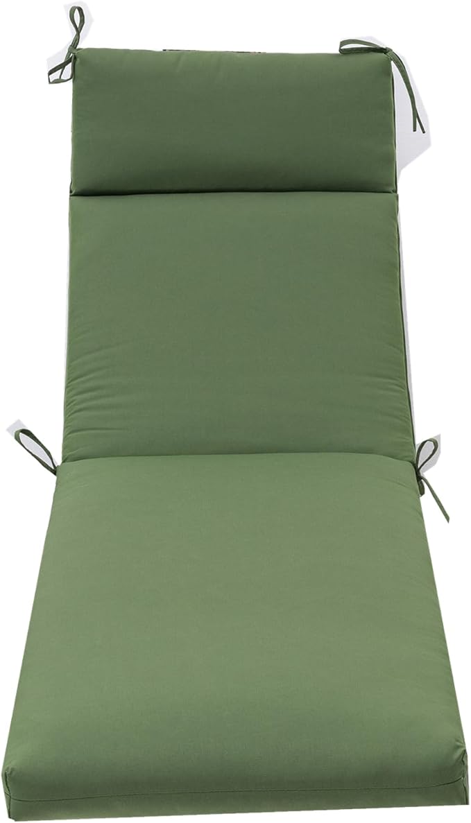 QILLOWAY Outdoor Chaise Lounge Cushion,All Weather High-Density Foam Recliner Chairs Replacement Cushions,Dark Green