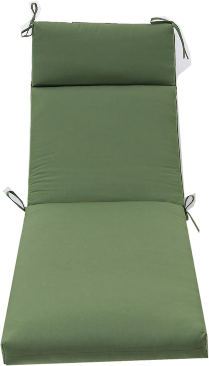 QILLOWAY Outdoor Chaise Lounge Cushion,All Weather High-Density Foam Recliner Chairs Replacement Cushions,Dark Green