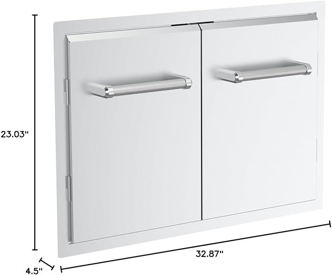 SPIRE 33" Built-in Double Access Door, Stainless Steel, Heavy-Duty Handles, Universal Mount, Perfect for Outdoor Kitchens & Islands, BBQ, Outdoor Grilling, Backyards, 780-0018B