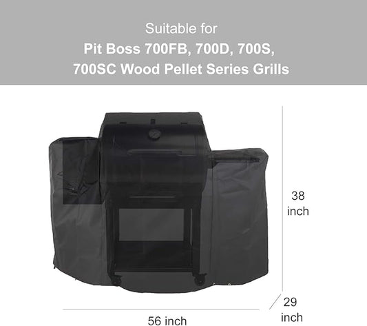 600D Grill Cover Fits for Pit Boss 700FB, 700D, 700S, 700SC Wood Pellet Series Grills, Replace for Pit Boss 73701 Heavy Duty Waterproof Grill Cover, Fade Resistant, 56" x 29" x 38"