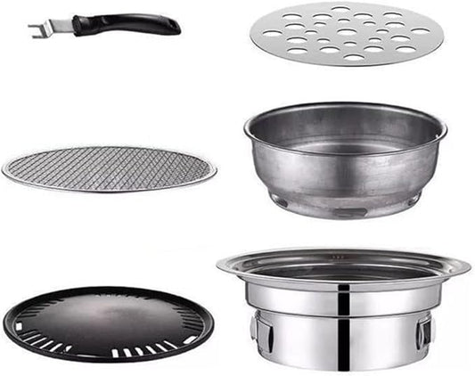 Portable Charcoal BBQ Grill Smoker Barbecue Grill Outdoor Stainless Steel BBQ Camping Grill Outdoor Grill Set of Tools for Picnic, Backyard Cooking, Travel Grill Accessories ( Color : D , Size : 40cm