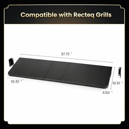 QuliMetal Front Shelf for Recteq Deck Boss 800, Folding Front Grill Table Accessory, Foldable Pellet Grill Shelf with Extra Prep Space for Food Prep, Trays, Tools and Storage, 37.7" x 10.5"