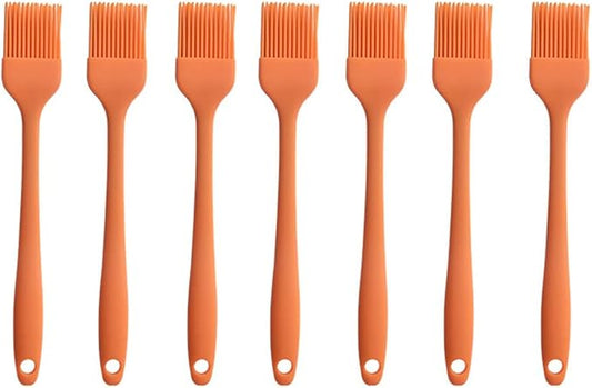 Silicone brush, Oil Brush for BBQ Kitchen Cooking Baking and Grilling (7 PCS,orange)