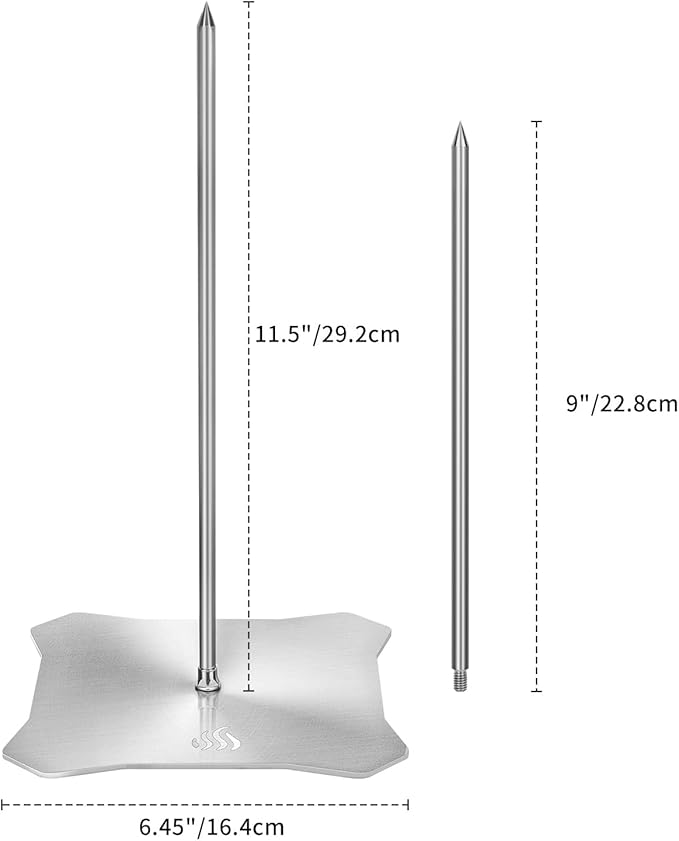 Onlyfire Al Pastor Skewer for Grill, 304 Stainless Steel Brazilian Vertical Spit Stand with 2 Removable Spikes (9" /11.5") for Oven, BBQ, Shawarma Rotisserie for Tacos Al Pastor, Gyros and Kebabs
