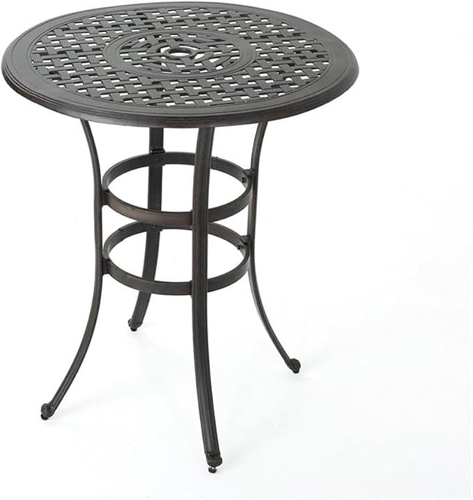 Christopher Knight Home Alfresco Outdoor 37" Cast Aluminum Round Bar Table, Bronze