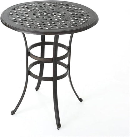 Christopher Knight Home Alfresco Outdoor 37" Cast Aluminum Round Bar Table, Bronze