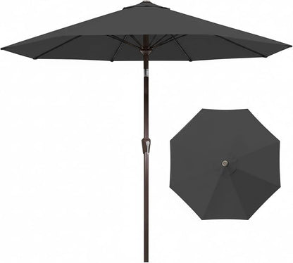9FT Auto-Tilt Patio Umbrella|Outdoor Market Table Umbrella with 8 Fiberglass Ribs for Pool,Deck&Backyard