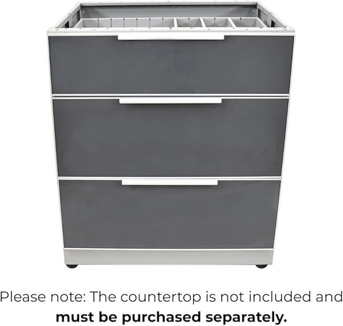 Blue Sky Outdoor Living ,OKC3024GDR3DG, 3-Drawer Outdoor Kitchen Cabinet – Heavy-Duty Storage – Weather-Resistant Modular Base for Patios and BBQ Islands – Slate Gray