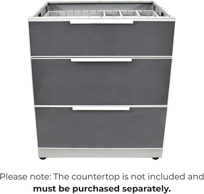 Blue Sky Outdoor Living ,OKC3024GDR3DG, 3-Drawer Outdoor Kitchen Cabinet – Heavy-Duty Storage – Weather-Resistant Modular Base for Patios and BBQ Islands – Slate Gray