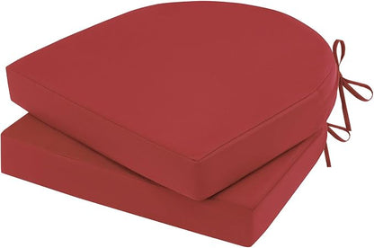 Topotdor Outdoor Chair Cushions Set of 2, 19"x19"x3" Waterproof Patio Chair Cushions for Outdoor Furniture, Round Corner Outdoor Seat Cushions Color Fastness Chair Pads with Ties, Bright Red