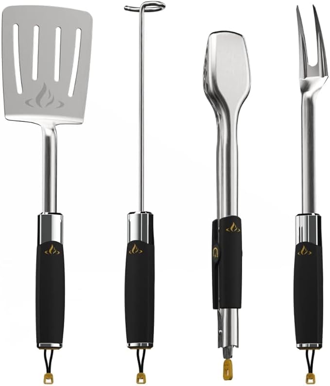 HALO Prime Essential Pellet Grill Kit | Heavy Duty Stainless Steel Cookware | Barbecue Tool Set | 4 piece Set |