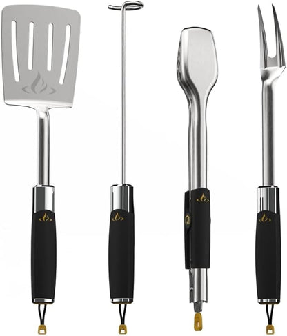 HALO Prime Essential Pellet Grill Kit | Heavy Duty Stainless Steel Cookware | Barbecue Tool Set | 4 piece Set |