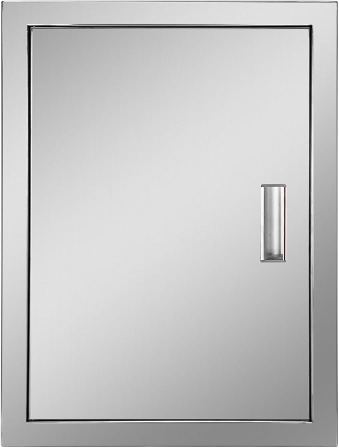 Outdoor Kitchen Door 17" W x 24" H Stainless Steel BBQ Single Access Door Flush Mount Vertical Wall Doors with Handle Suitable for Grilling Station Outside Cabinet Outdoor Kitchen