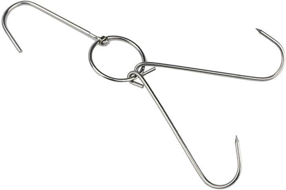 TIHOOD 9.4" Stainless Steel Double Meat Hooks Roast Duck Bacon Shop Hook BBQ Grill Hanger Cooking Tools Accessories (12 Packs) (12 Packs)