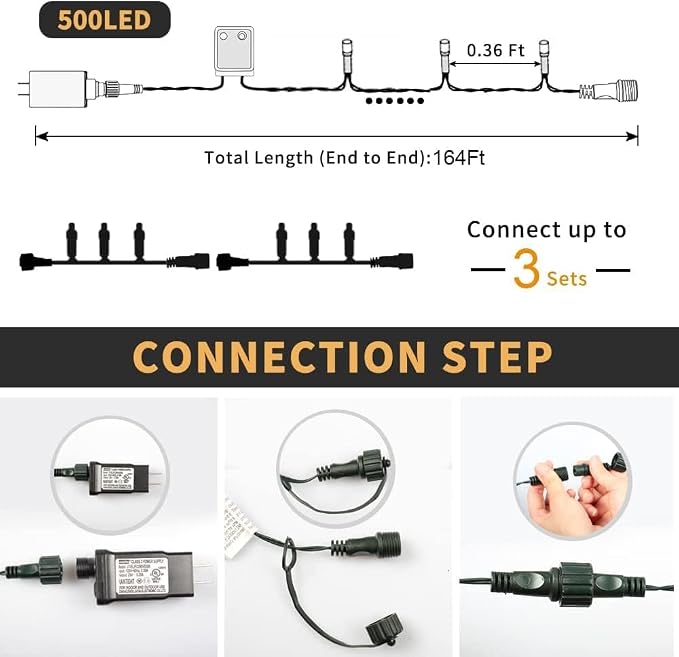 170ft 500 LED Christmas Lights, 3 in 1 Color Changing Christms Tree Lights | 11 Modes and Remote for Outdoor Indoor Decor Christms Light(Warm White & Multicolor & Combination) (170FT)
