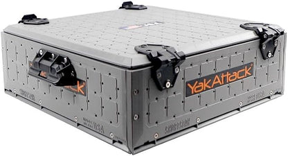 YakAttack ShortStak Solo Storage Box - Size & Color Options | Standalone Low-Profile Crate with Lid, Hinges & Latches | GridLoc Mounting Panels | Slider Feet for Under-Seat Use | Made in USA