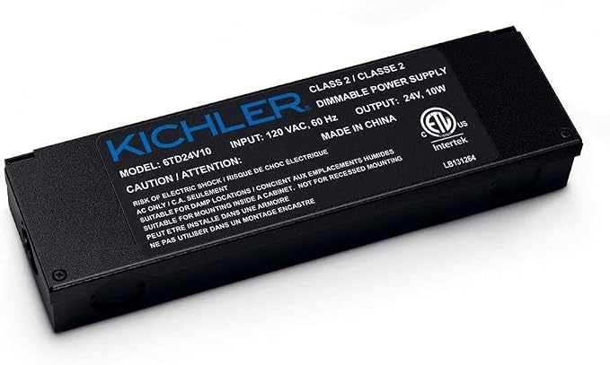 Kichler 6TD24V10BKT LED 24V Power Supply, 1.50x8.75x2.50, Textured Black