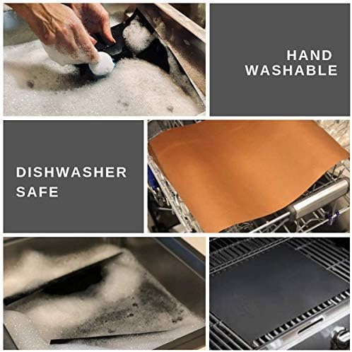 Gas Grill Outdoor BBQ Grill Mat | Prime Grill Mats Non Stick for Smoker, Oven, Gas, Charcoal and Electric Grills | Reusable Copper Grill Mats