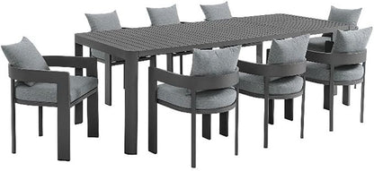 Modway Tahoe Aluminum 9-Piece Patio Dining Set in Gray Gray