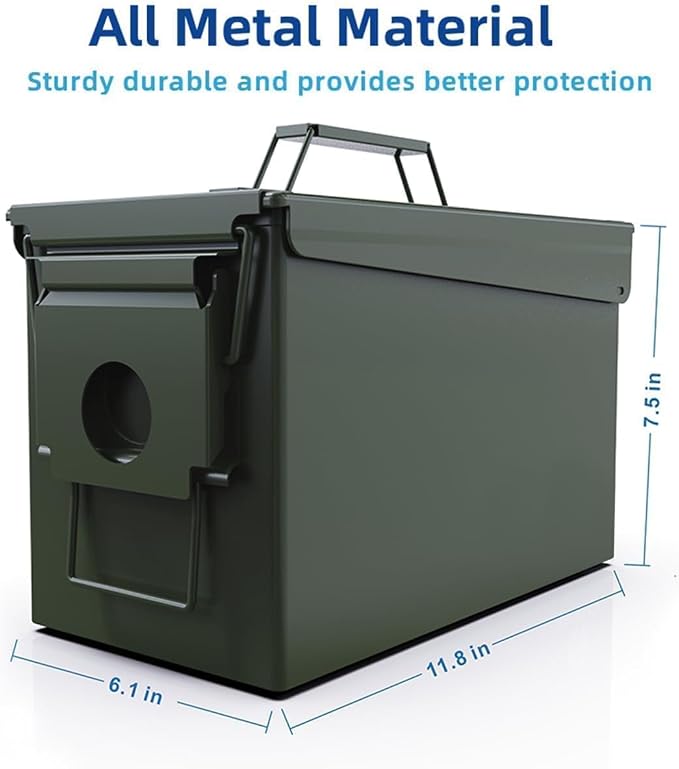 PATRON 30 & 50 Cal Ammo Can Metal Ammo Box Storage Crate Case for Shotgun Bullet Rifle Ammunition Waterproof (Black or Green)