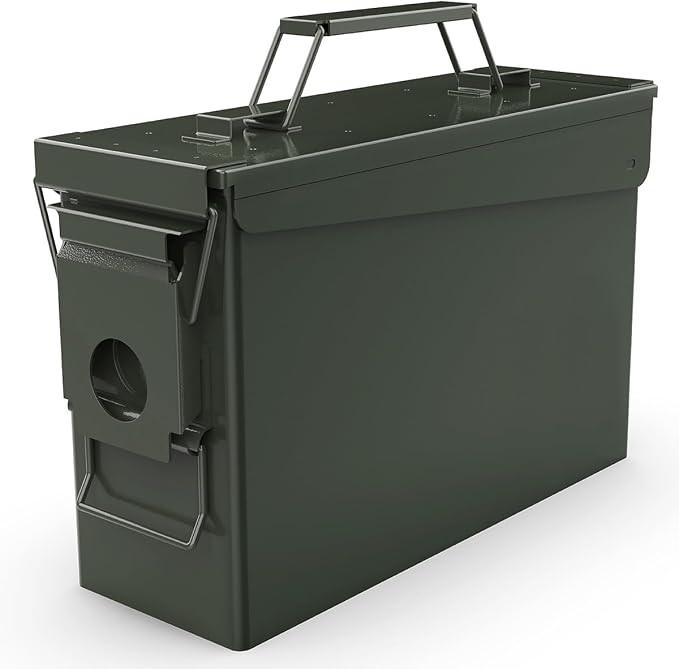 PATRON 30 & 50 Cal Ammo Can Metal Ammo Box Storage Crate Case for Shotgun Bullet Rifle Ammunition Waterproof (Black or Green)