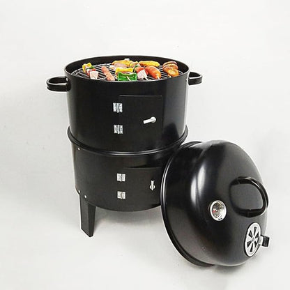 Outdoor Double-Layer Grill, Charcoal Wood Fired Braising & Smoking Stove,Portable Grill for Camping, Outdoor Cooking, Outdoor Kitchen, Patio, Garden