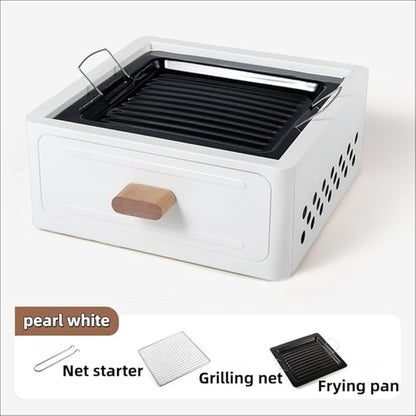 Barbecue Stove Barbecue Grill Tools BBQ Grill Charcoal Grill Square Tabletop Portable Lightweight or Camping Backyard Picnic Beach Trips (Pearl white,A2)