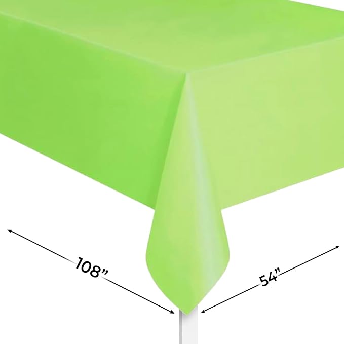 Lime Green Solid Rectangular Plastic Table Cover (54" x 108") 1 Count - Elegant Design & Premium Quality, Ideal For Parties, Events & Everyday Use