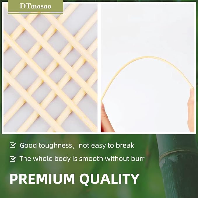 DTmasao 100PCS 8 inch Bamboo Skewers for wooden sticks， BBQ，Appetiser，Fruit，Cocktail，Kabob，Chocolate Fountain，Grilling，Kitchen，crafting and Party. Φ=4mm, More Size Choices 6"/8"/10"/12"/36"
