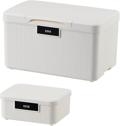 RUIAN Lockable Storage Container Bin, 10 Gallon & 2.3 Gallon Security Portable Combination Lock Plastic Box, Locked Security Box Suitable for Storing Important Items and Documents (Milk White)