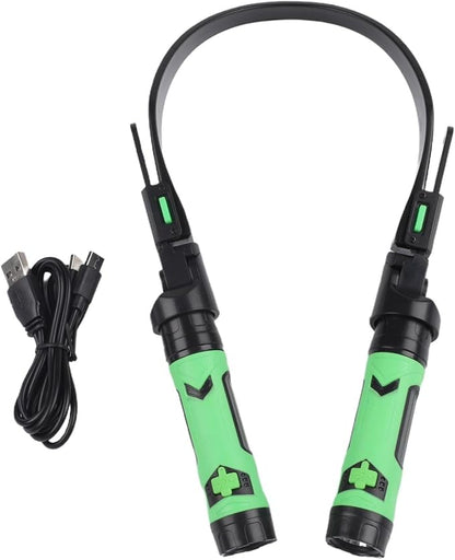 Grill Light with Magnetic Detachable Heads, Flexible Neck-Worn BBQ Lamp for Hands-Free Night Cooking and Outdoor Barbecue Grilling Accessories,Rechargeable Dual-Head,LED
