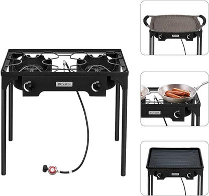 ROVSUN 2/3 Burner Outdoor Propane Gas Stove High Pressure Stand Cooker for Backyard Cooking Camping Home Brewing Canning Turkey Frying
