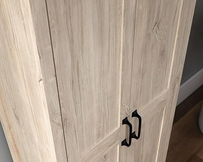 Sauder 2-Door Storage Cabinet, Tall Wooden Organizer, in a Chalk Oak Finish