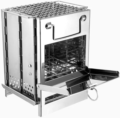 Barbecue Charcoal Grill Portable Charcoal Grill Camping Fire Pit Foldable BBQ Stainless Steel Grill With Carrying Bag For Outdoor Camping Charcoal Bbq Grill(21x15x15CM)