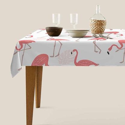 TKS MITLAN Flamingo Bird Tablecloth Decor Pink Leaves Summer Exotic Tropical Table Cloth Dining Room Kitchen Table Cover 52 x 70 Inch Oblong/Rectangle