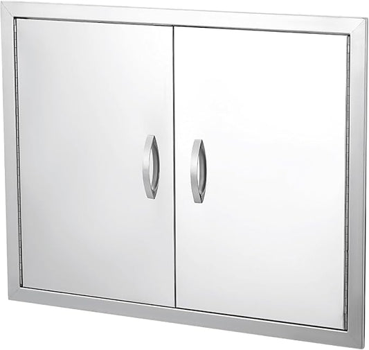 GarveeLife BBQ Access Door 31 in W x 24 in H, Double Outdoor Kitchen Door, Weatherproof Built in 304 Stainless Steel with Handle for Outside, Commercial, BBQ Island, Grilling Station, Outside Cabinet