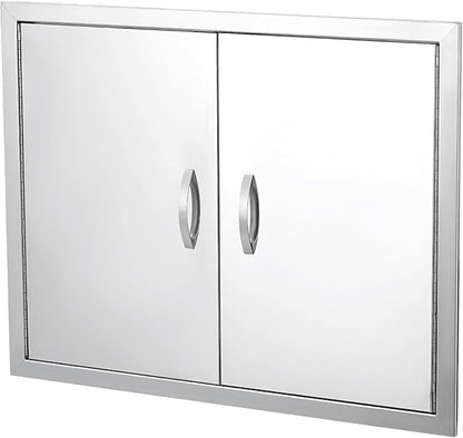 GarveeLife BBQ Access Door 30 in W x 21 in H, Double Outdoor Kitchen Door, Weatherproof Built in 304 Stainless Steel with Handle for Outside, Commercial, BBQ Island, Grilling Station, Outside Cabinet