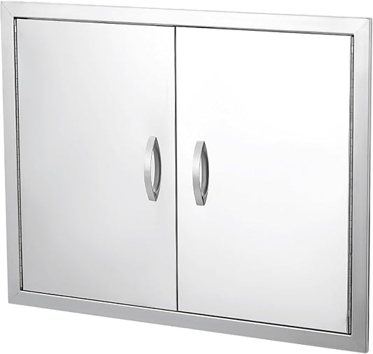 GarveeLife BBQ Access Door 26 in W x 24 in H, Double Outdoor Kitchen Door, Weatherproof Built in 304 Stainless Steel with Handle for Outside, Commercial, BBQ Island, Grilling Station, Outside Cabinet
