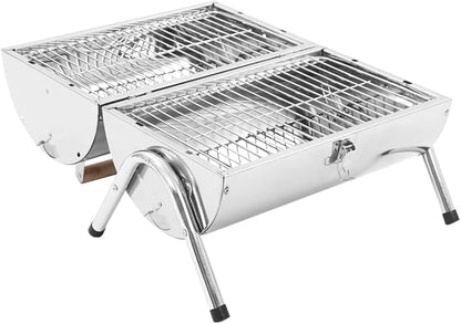 YAFF Portable Tabletop Charcoal BBQ Grill Stainless Steel Double Grids,Outdoor Grills-47852