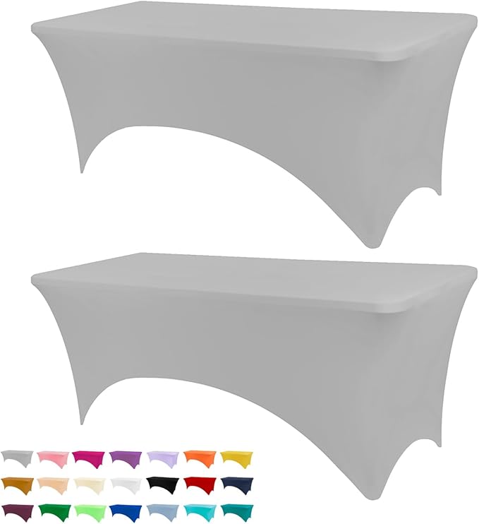 BDDC 6ft Stretch Spandex Fitted Table Cloth for 6 Foot Tables | GRS-Certified Eco-Friendly Fabric, Elastic Fit Rectangle Tablecloth, Washable, Wrinkle-Free, For Events & Parties