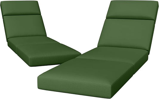 2 Pcs Chaise Lounge Cushions Outdoor, 72 x 21 x 4 Inch Lounge Chair Cushions for Outdoor Furniture - Waterproof Lounge Patio Replacement Cushion, 4In Thick Fade-Resistant Patio Chaise Lounge Cushion