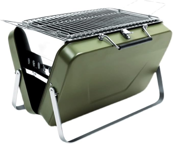 Barbecue Charcoal Grill Foldable Charcoal Grill Portable BBQ Barbecue Grill Lightweight Simple BBQ Grill for Outdoor Cooking Camping Charcoal BBQ Grill(Green)