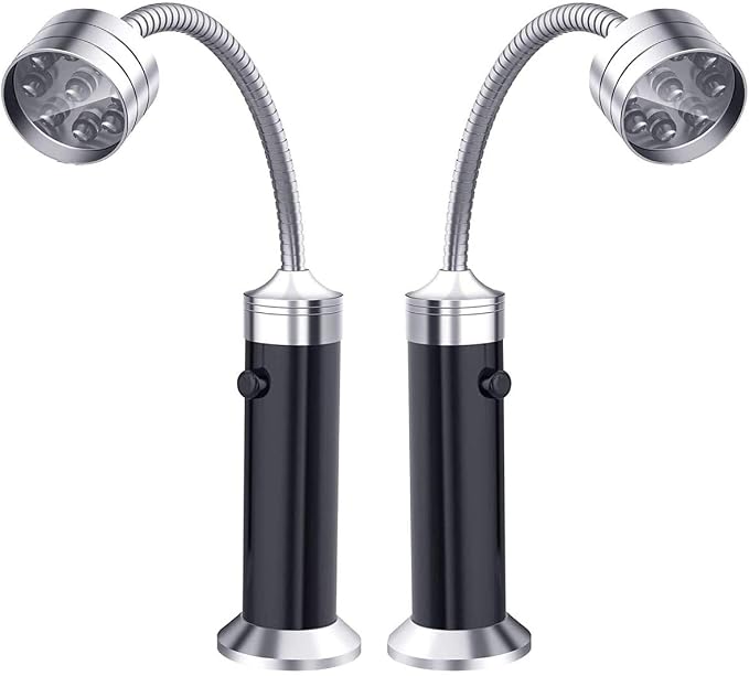 BBQ Light Magnetic Lights with BBQ Grill Accessories, Battery Operated, 360 Degree Rotation Angle for Reading, Working, Outdoor Barbecue Grilling Camping Emergency (2 Pcs, Black)